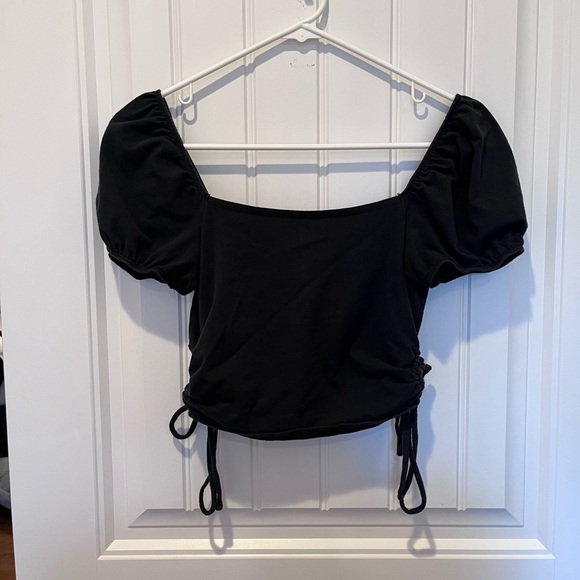 Black Babydoll Tie Top Vintage Witchy Goth Emo Vampire Basic Retro Y2K 90s - Picture 7 of 9